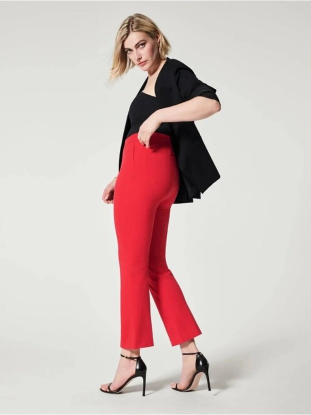 SPANX " On The Go Kick Flare True Red Pants" Size Large